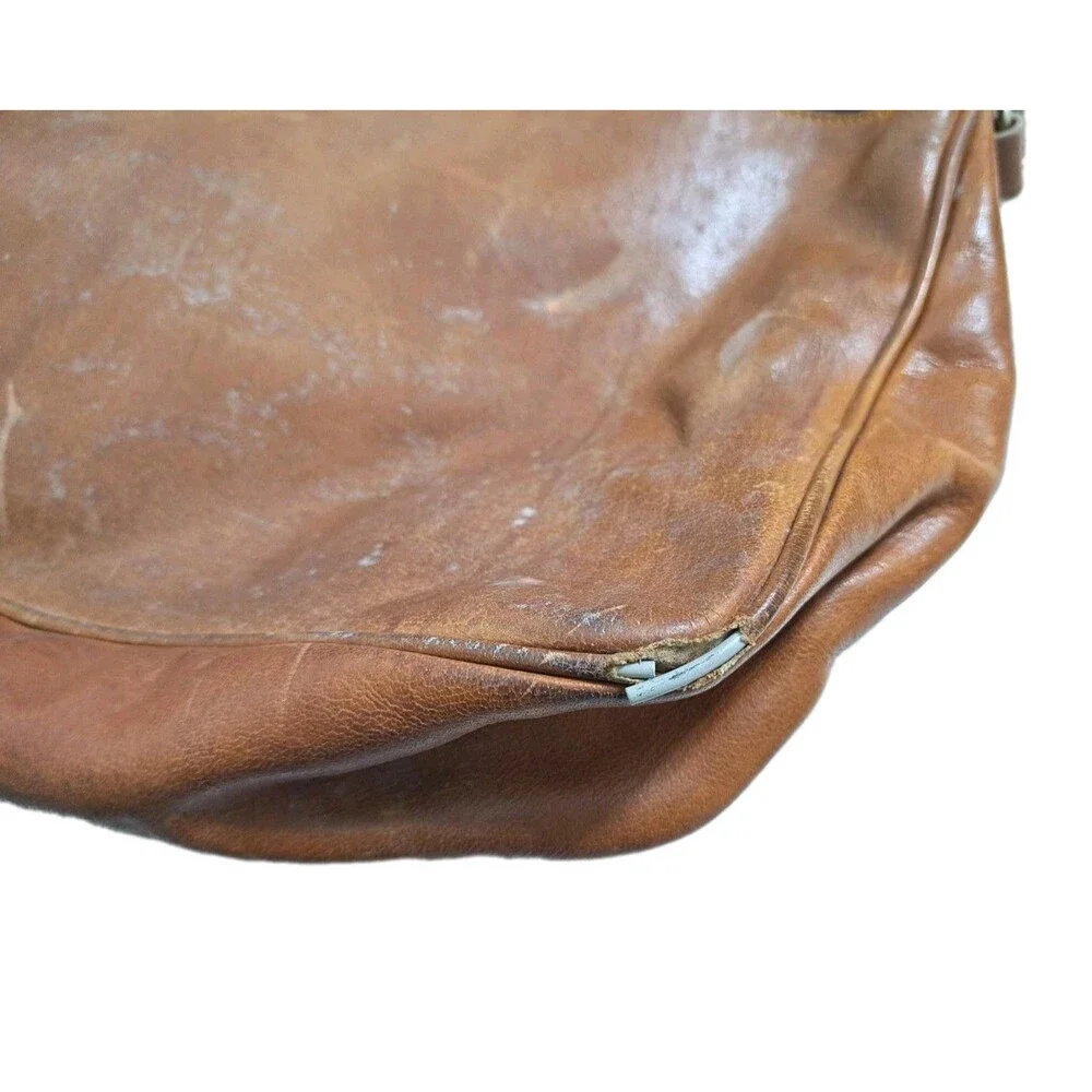 Eddie Bauer Brown Leather Shoulder Strap Messenger Bag Laptop Briefcase 14